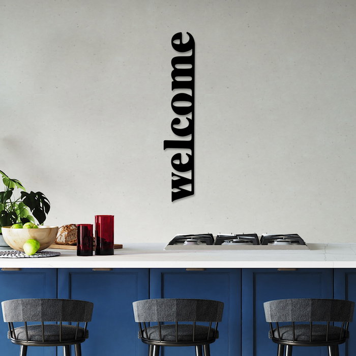 Wallity Welcome-5 Escultura de pared de metal negra